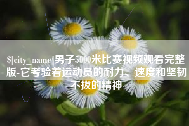 聊城男子5000米比赛视频观看完整版-它考验着运动员的耐力、速度和坚韧不拔的精神