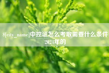 聊城中控证怎么考取需要什么条件2024年的